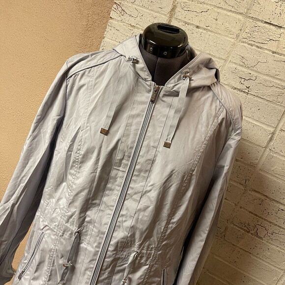 Cole Haan Signature Gray Hooded Rain Jacket Large - Picture 1 of 13